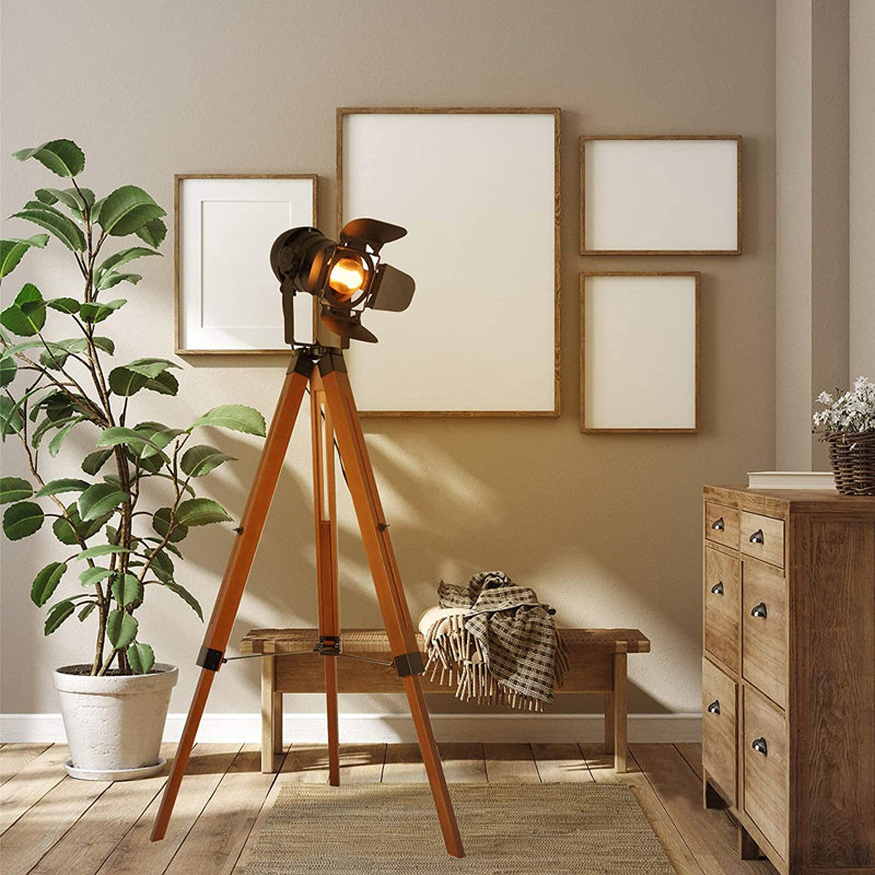 17 Stories Egremt 55 Brown Tripod Floor Lamp Wayfair